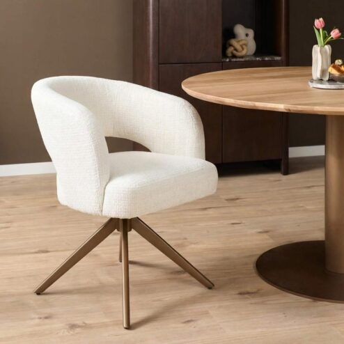 Eetkamerstoel Lana Gebroken wit met bronzen poot