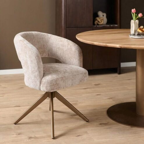 Eetkamerstoel Lana Beige met bronzen poot