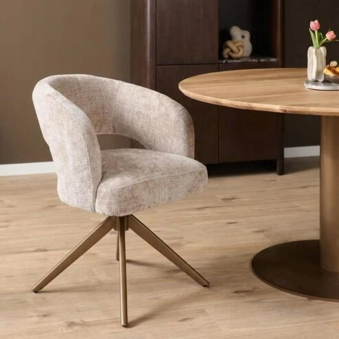 Eetkamerstoel Lana Beige met bronzen poot
