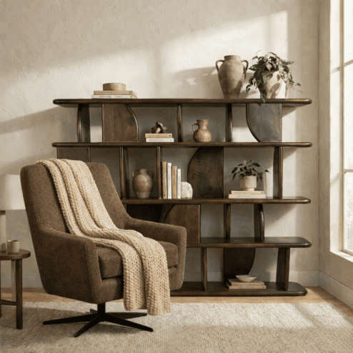 Sorano Boekenkast mangohout Walnoot 140 cm