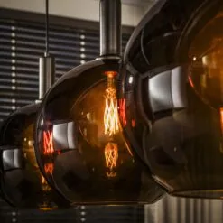 Tessio 3-lichts Hanglamp Bruin glas