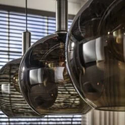 Tessio 3-lichts Hanglamp Bruin glas