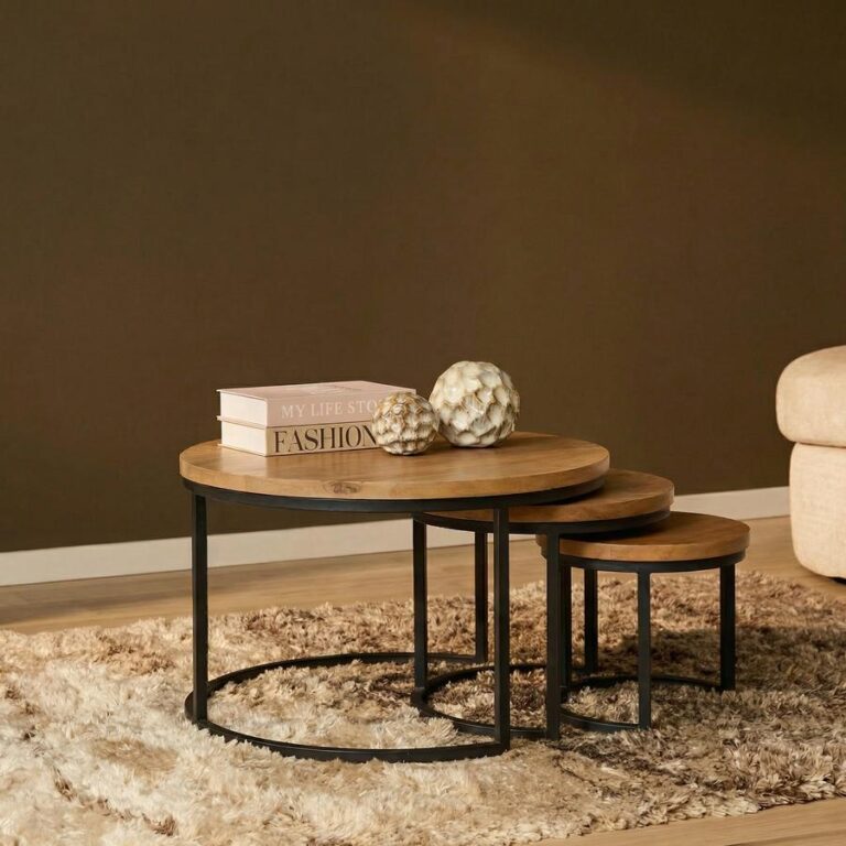 Alaska Salontafel Set van 3 rond Mangohout