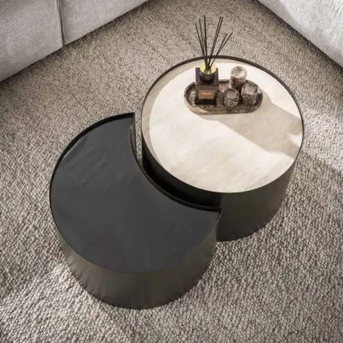 Arianna Salontafel Set van 2 Rond keramiek glas 60cm