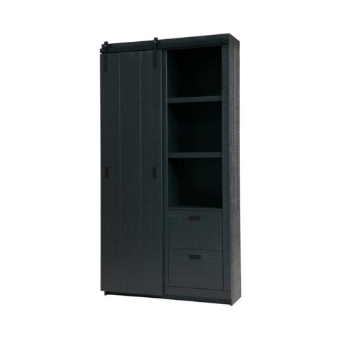 Barn Wandkast Bezaagd Mat Zwart 122cm