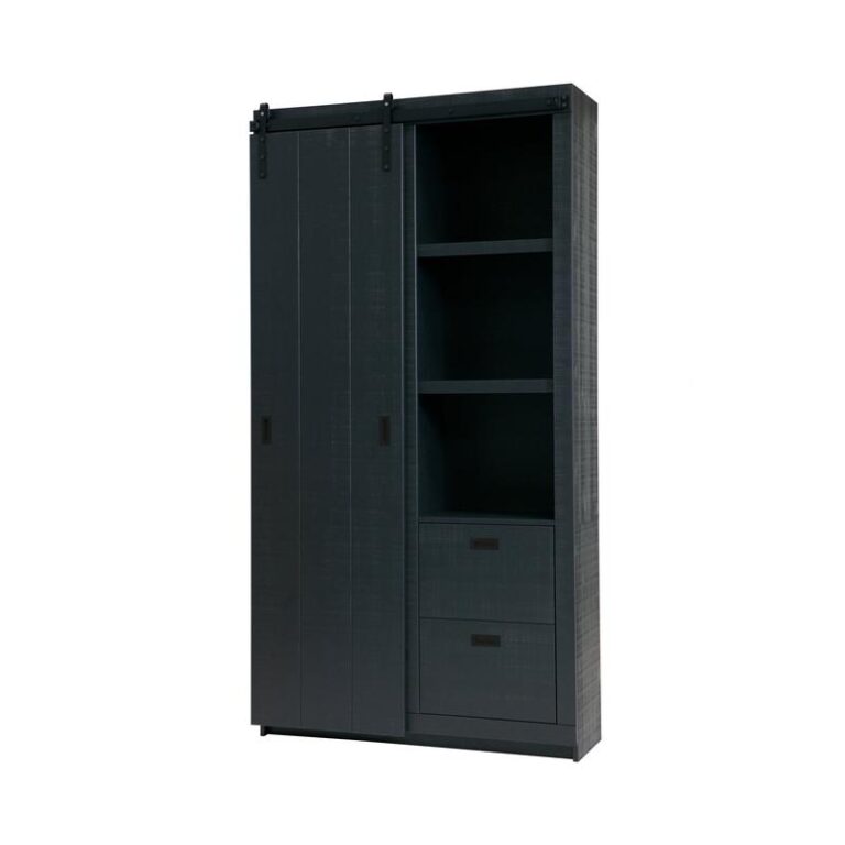 Barn Wandkast Bezaagd Mat Zwart 122cm