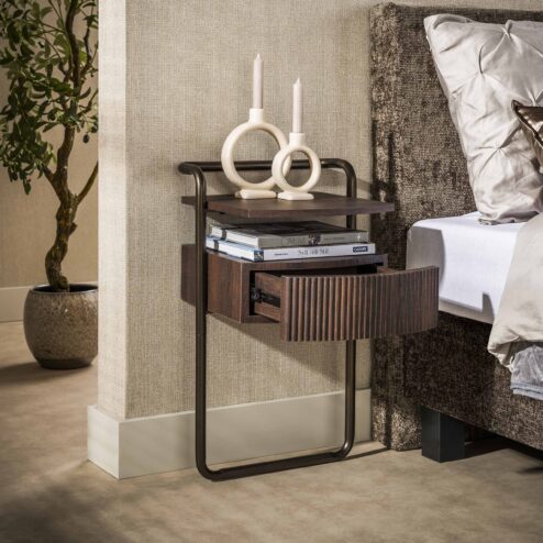 Bianca Nachtkastje 1 lade Donkerbruin  39cm