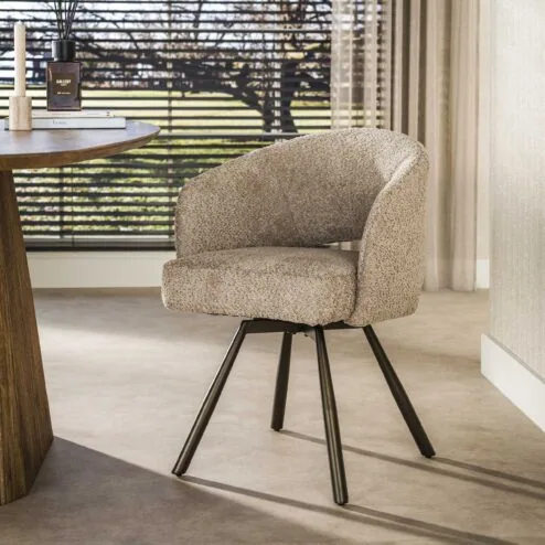 Boca Armstoel Draaibaar Bouclé Zand-bruin