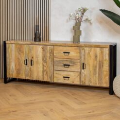 Britt Dressoir 3 deuren 3 lades Mangohout 200cm