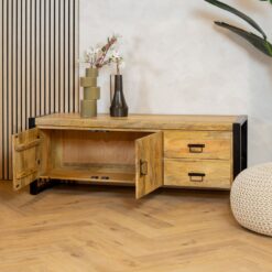 Britt Tv meubel 2 deuren 2 lades Mangohout 150cm