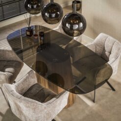 Dominick Eettafel Deens ovaal Brons glas 215cm