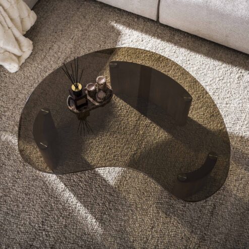 Dominick Salontafel Organisch Brons glas 131cm