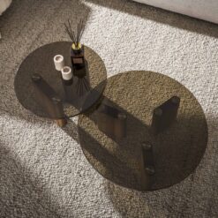 Dominick Salontafel Rond Set van 2 Brons glas