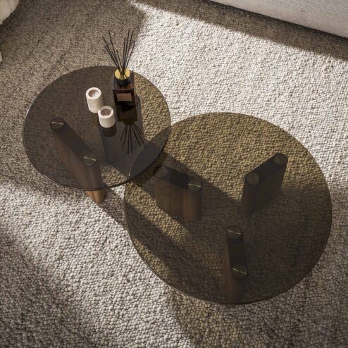 Dominick Salontafel Rond Set van 2 Brons glas