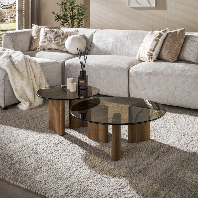 Dominick Salontafel Rond Set van 2 Brons glas