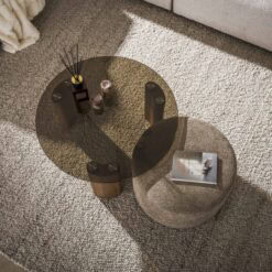 Dominick Salontafel met Pouf Brons glas