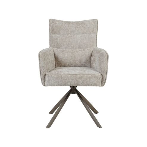 Dubai Eetkamerstoel Naturel met Bronze poot