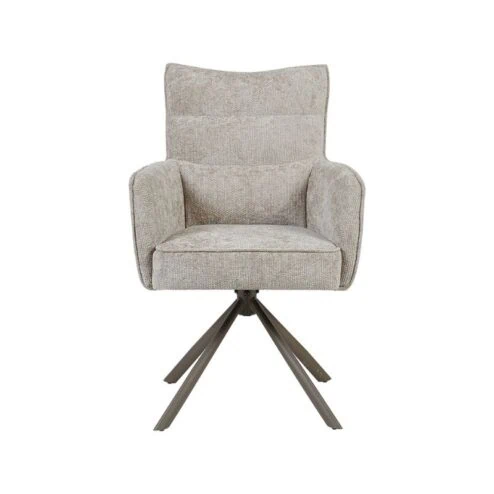 Dubai Eetkamerstoel Naturel met Bronze poot