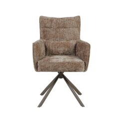 Dubai Eetkamerstoel Taupe met Bronze poot