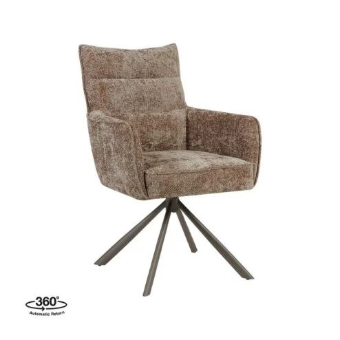 Dubai Eetkamerstoel Taupe met Bronze poot