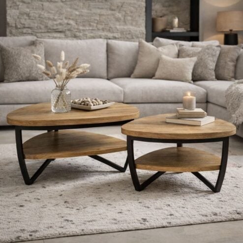 Emmy Salontafel S driehoek Naturel mangohout 70cm