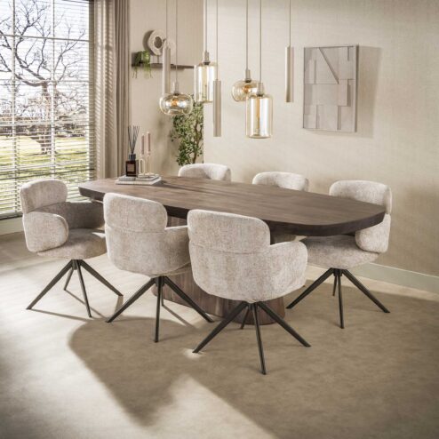 Federico Eetkamerstoel Hoven Zand-bruin