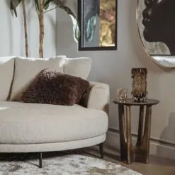 Fermo Bijzettafel rond mangohout olijfbruin 40cm