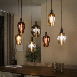 Grazia 7-lichts Hanglamp Meerkleurig glas