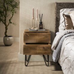 Jasmina Nachtkastje 2 lades Mangohout 40cm