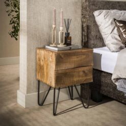 Jasmina Nachtkastje 2 lades Mangohout 40cm