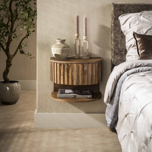 Malibu Nachtkastje met plankje Zwevend Mangohout 40cm