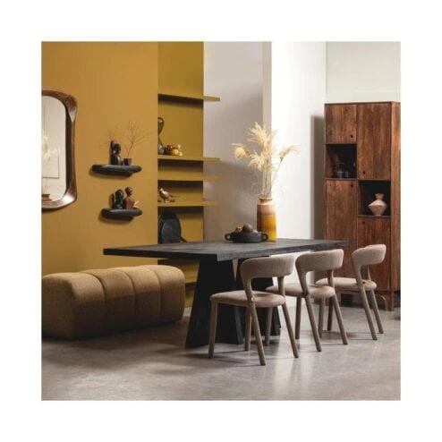 Mojo Eetkamerbank Bouclé Geel/Bruin Melange 164cm