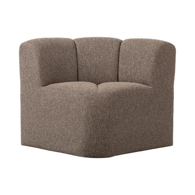 Mojo Eetkamerbank Hoek Met Rugleuning Bouclé Bruin Melange