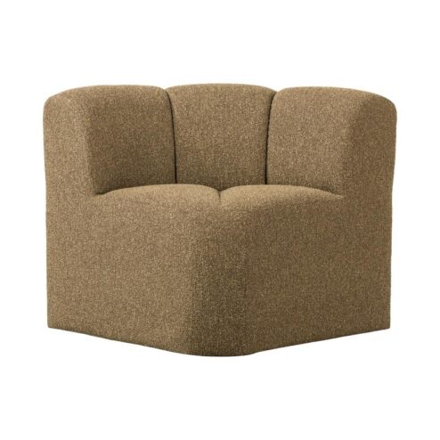 Mojo Eetkamerbank Hoek Met Rugleuning Bouclé Geel/Bruin Melange