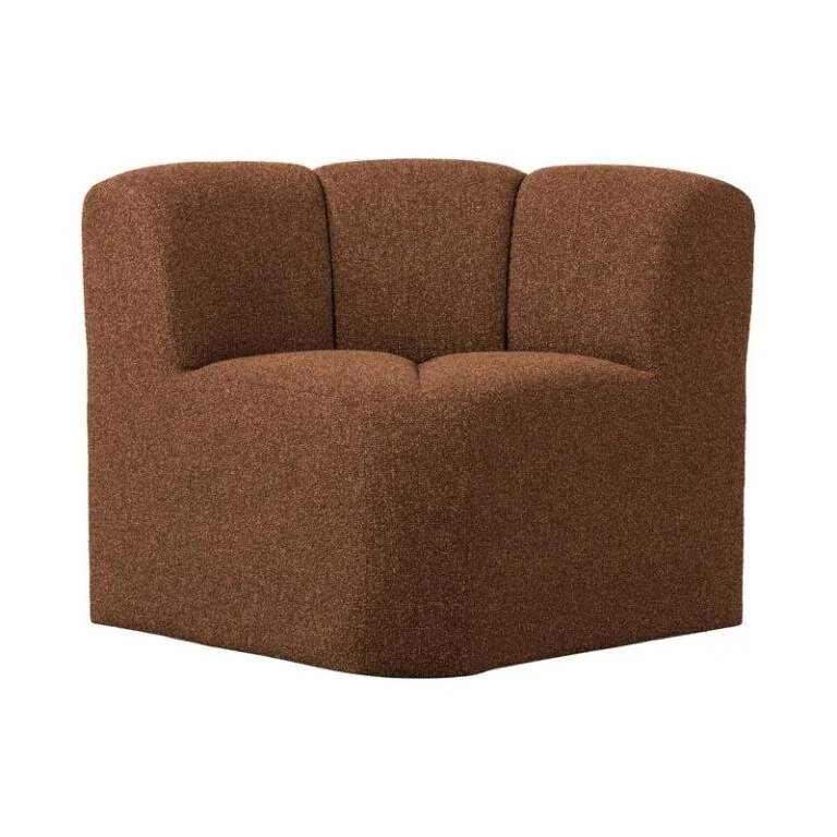 Mojo Eetkamerbank Hoek Met Rugleuning Bouclé Roestbruin Melange