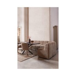 Mojo Eetkamerbank Hoek Met Rugleuning Ribstof Donkerzand