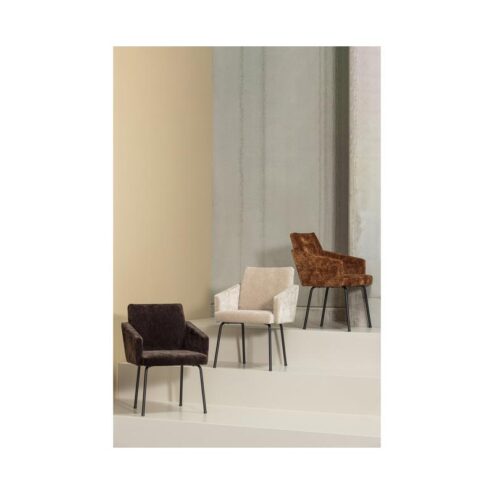 Mount Eetkamerstoel Met Armleuning Chenille Middenbruin