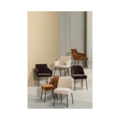 Mount Eetkamerstoel Met Armleuning Chenille Middenbruin