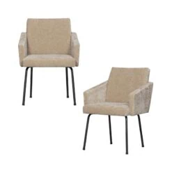 Mount Eetkamerstoel Met Armleuning Chenille Zand