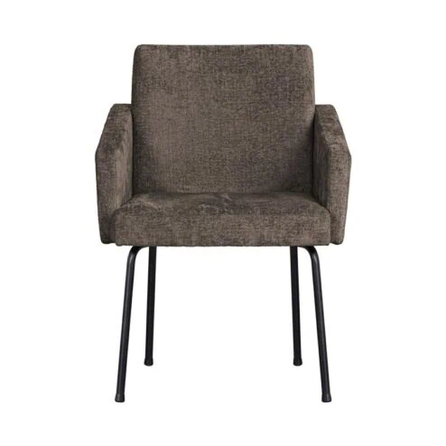 Mount Eetkamerstoel Met Armleuning Grof Geweven Grijs/Bruin