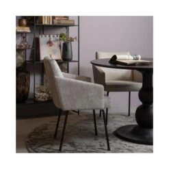 Mount Eetkamerstoel Met Armleuning Grof Geweven Stof Naturel