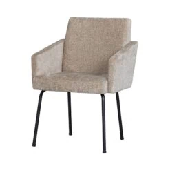 Mount Eetkamerstoel Met Armleuning Grof Geweven Stof Naturel