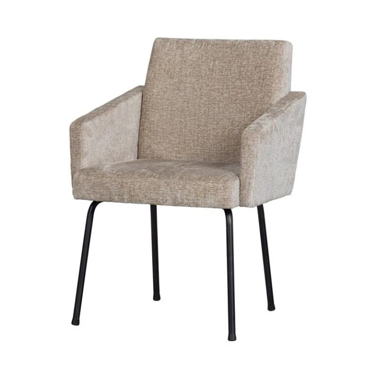 Mount Eetkamerstoel Met Armleuning Grof Geweven Stof Naturel