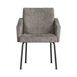 Mount Eetkamerstoel Met Armleuning Grof Geweven Stof Taupe