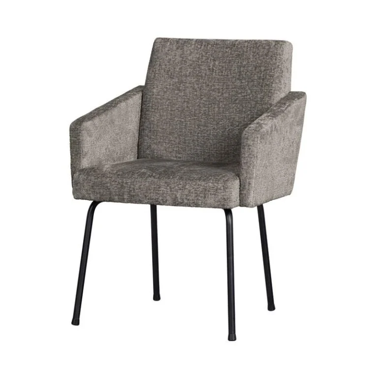 Mount Eetkamerstoel Met Armleuning Grof Geweven Stof Taupe