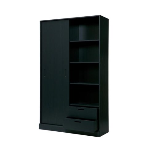 Move Schuifdeurkast Dennenhout Matzwart 120cm