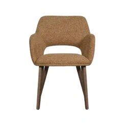 Murat Eetkamerstoel Geel Met Houten Poot Bruin