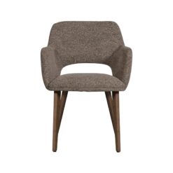 Murat Eetkamerstoel Taupe Met Houten Poot Bruin