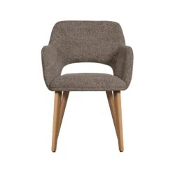 Murat Eetkamerstoel Taupe Met Houten Poot Naturel