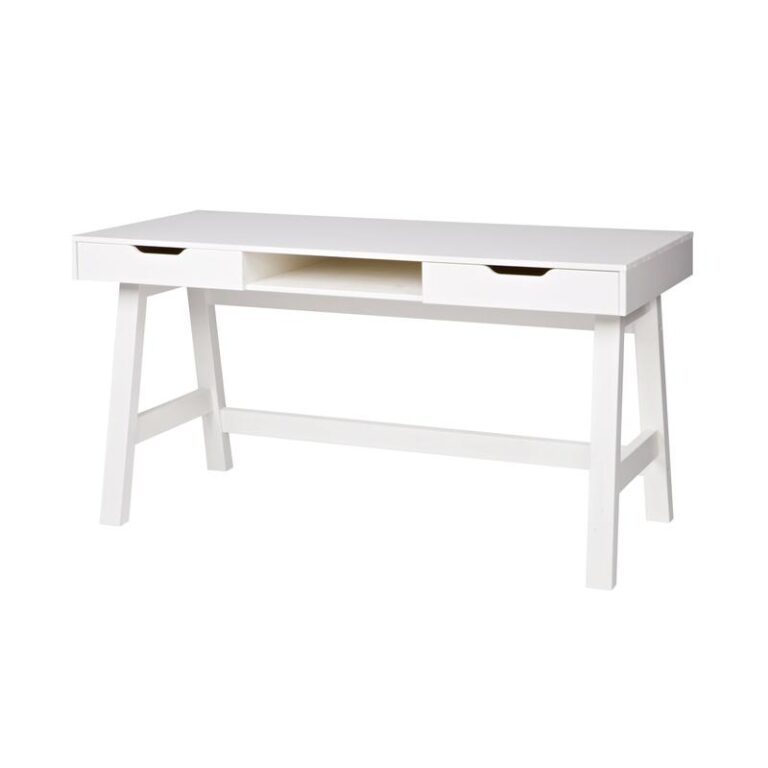 Nikki Bureau Dennenhout Wit 140cm